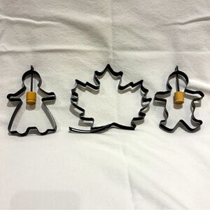 Metal Pancake / Egg Molds w Angel & Gingerbread Man, Williams Sonoma Maple Leaf
